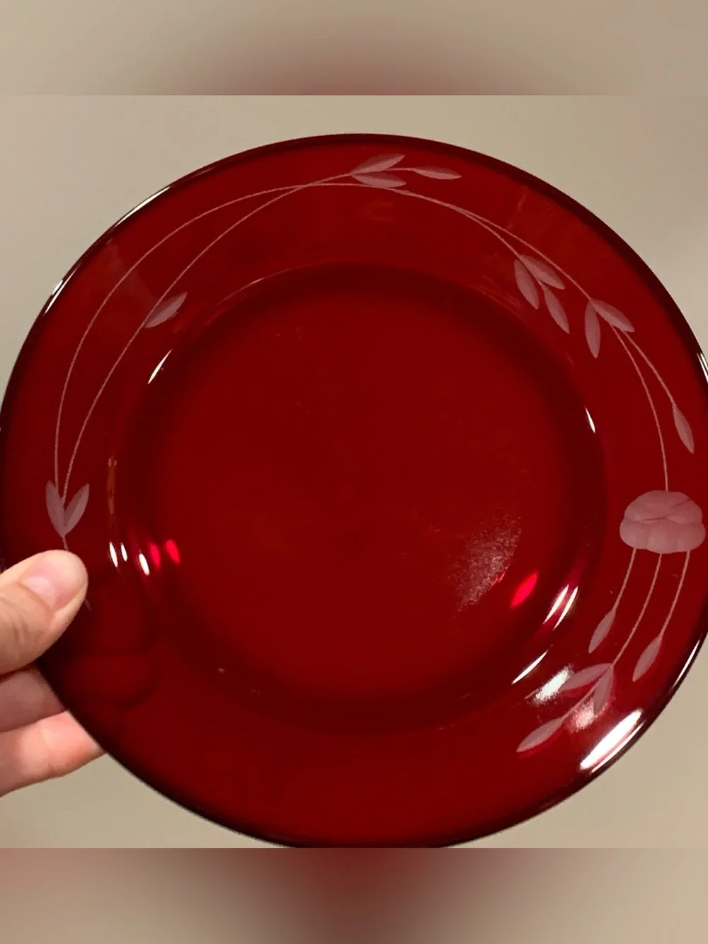 Vintage Princess House Heritage 8 in. Ruby Red Glass Plates Set of 4 France #639